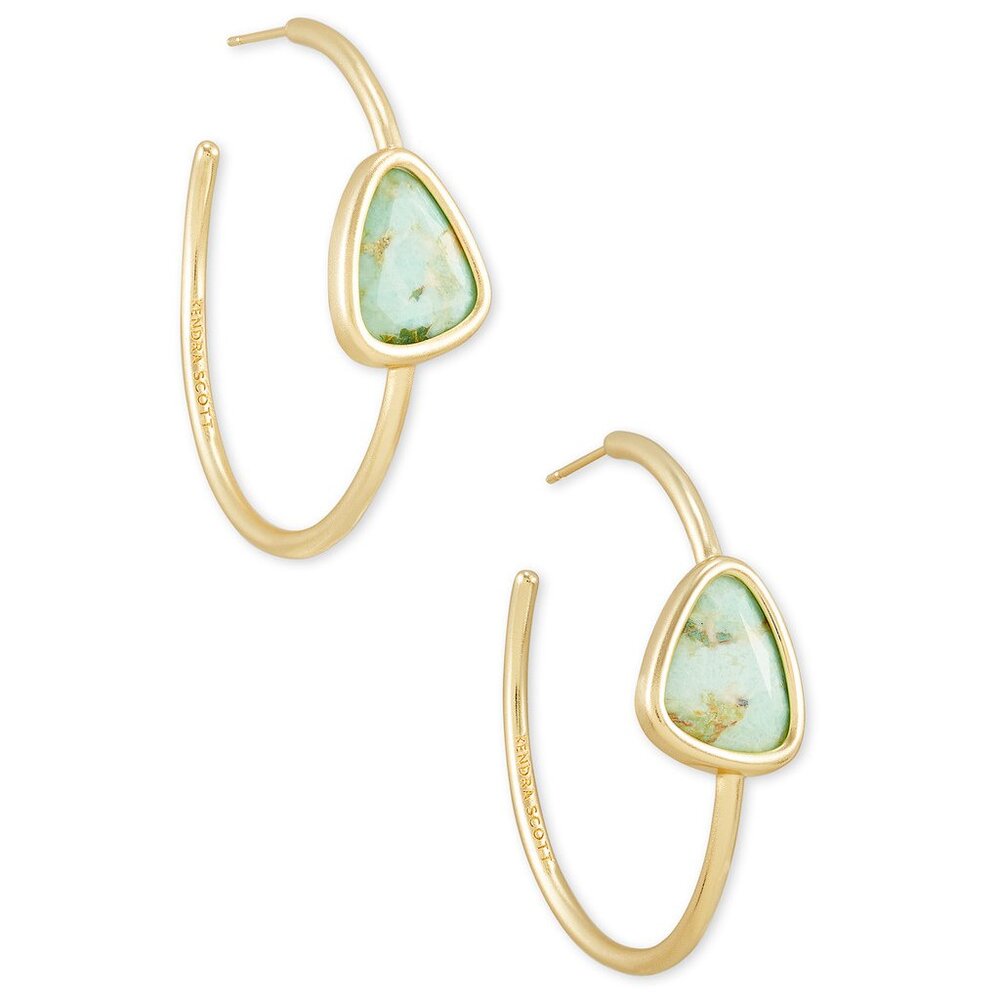 Kendra Scott Margot Hoop Earring Gold Sea Green